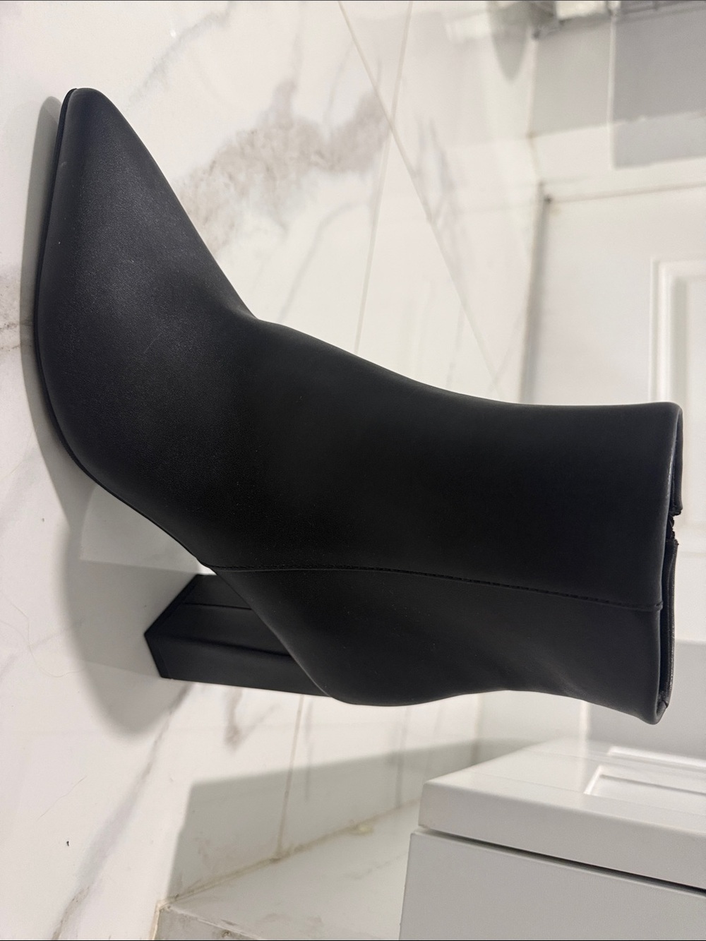 Wild Pair Women's Black Pointed Toe Block Heel Bootie